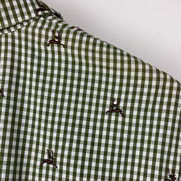 h. moser Salzberg Green Gingham Reindeer Button Front, Size EU 44/L - Picture 15 of 16